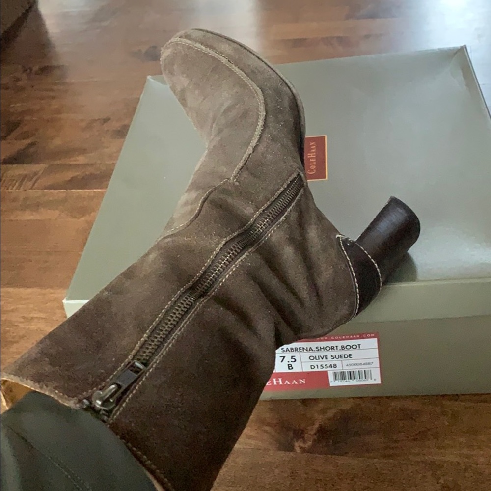 Cole Haan olive suede Sabrena boot